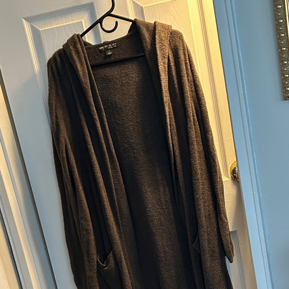 Barefoot Dreams Hooded Cardigan in Dark Brown
